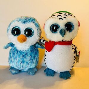 Ty Beanie Boos Ice Cube the penguin and Nester‎ the owl